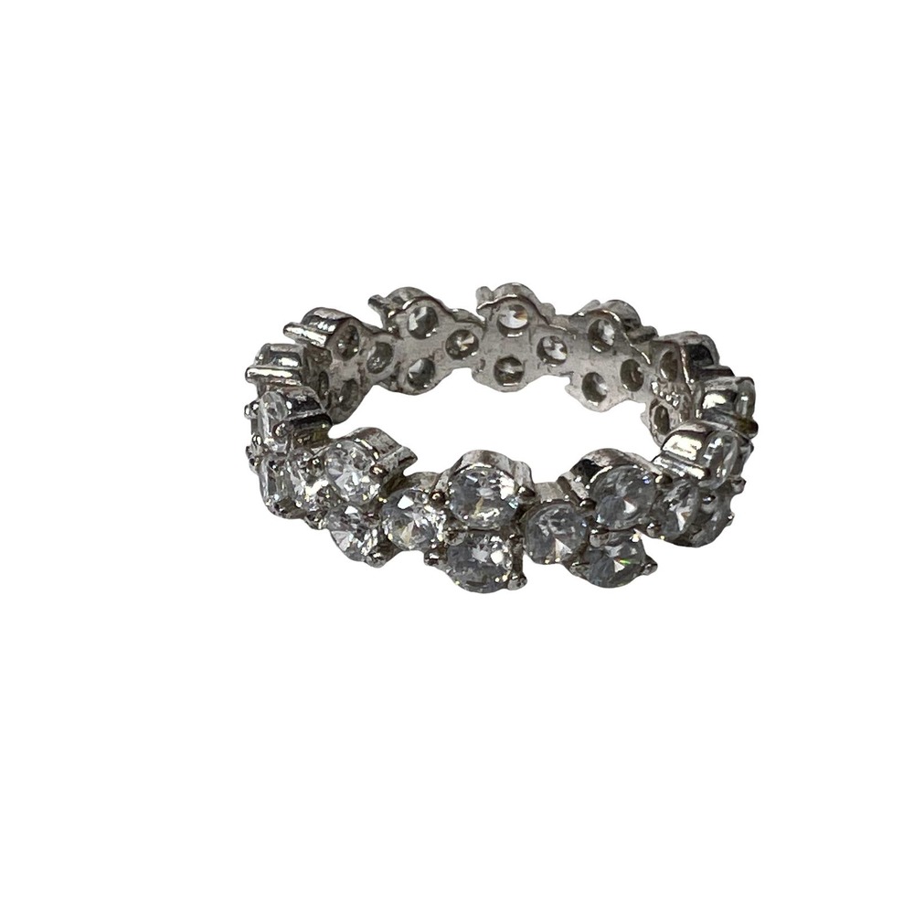 Vintage Sterling Cubic Zirconia Cluster Band  size 6 Engagement Ring